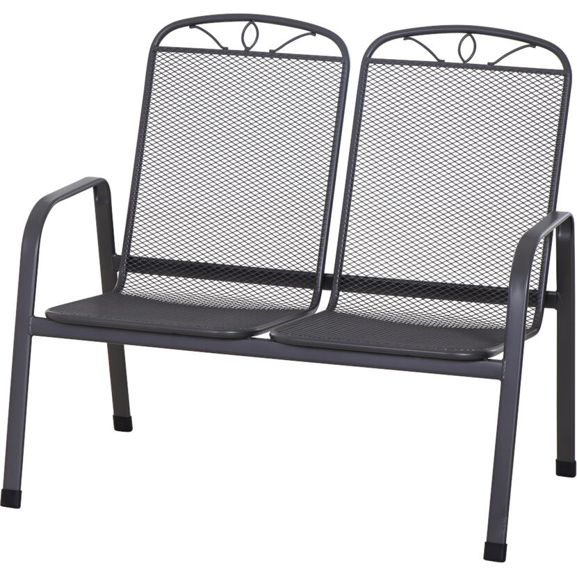 Gartenbank 'Elda' 2-Sitzer Stahl anthrazit 65 x 94 x 107,5 cm