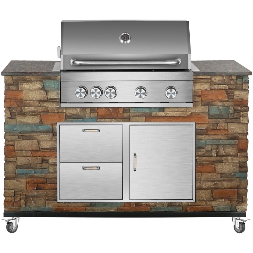 Gasgrill mit Unterschrank und Rollen