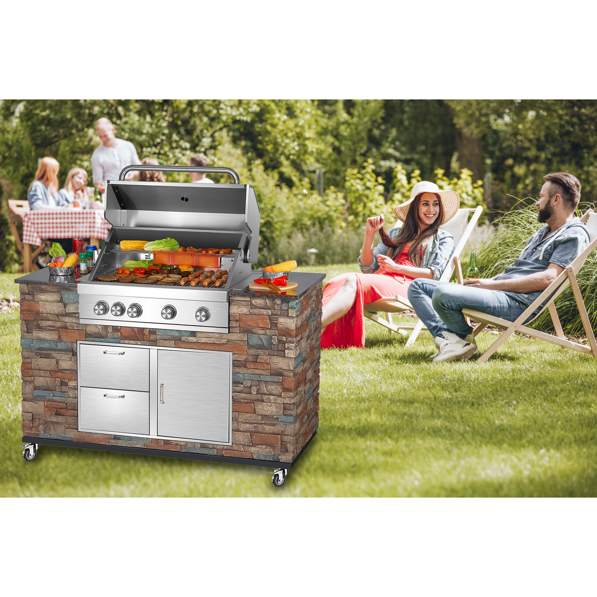 Outdoor Grillküche silber 130 x 147 x 68 cm + product picture