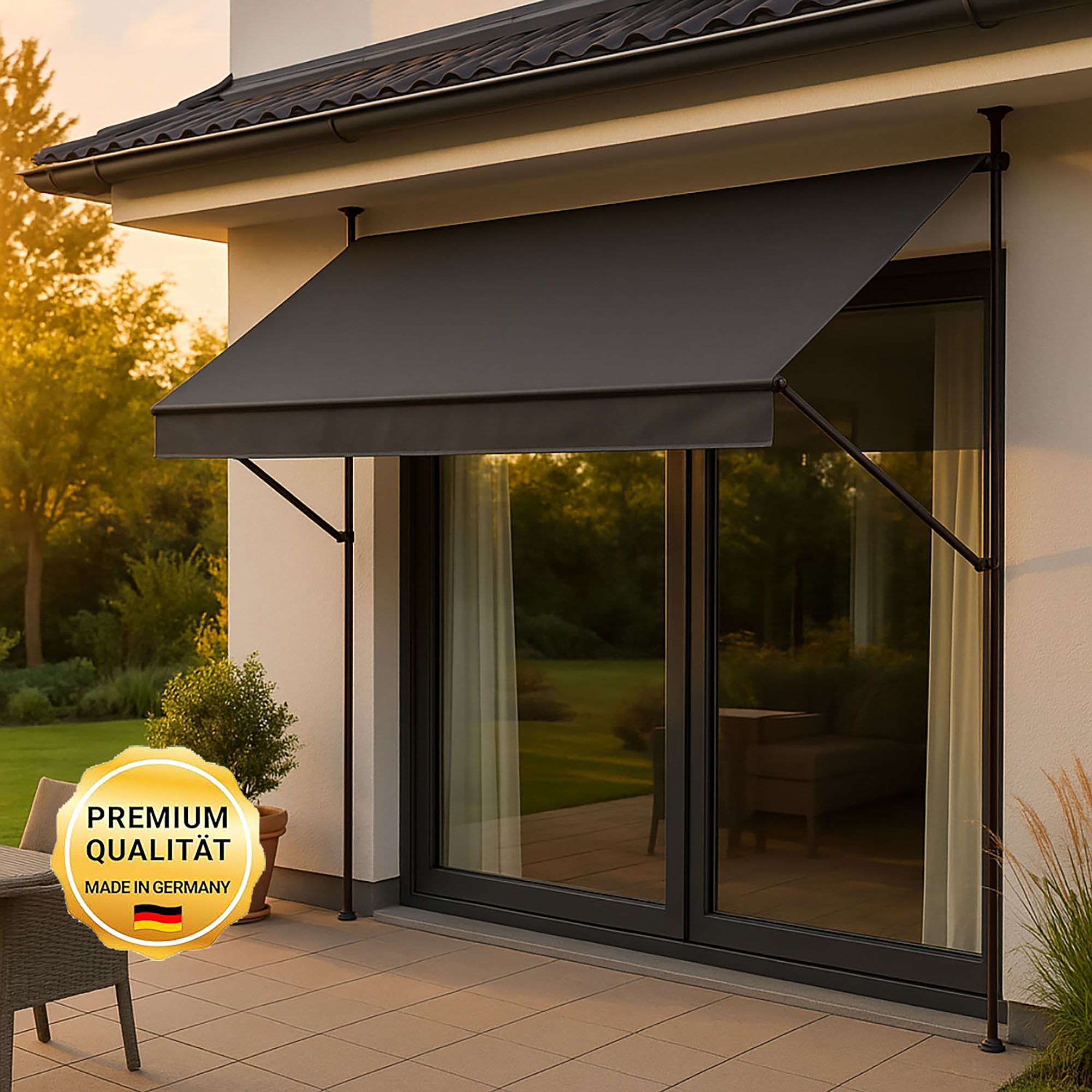 Klemmmarkise 'Style' mit Volant/wasserabweisend 150 x 150 cm