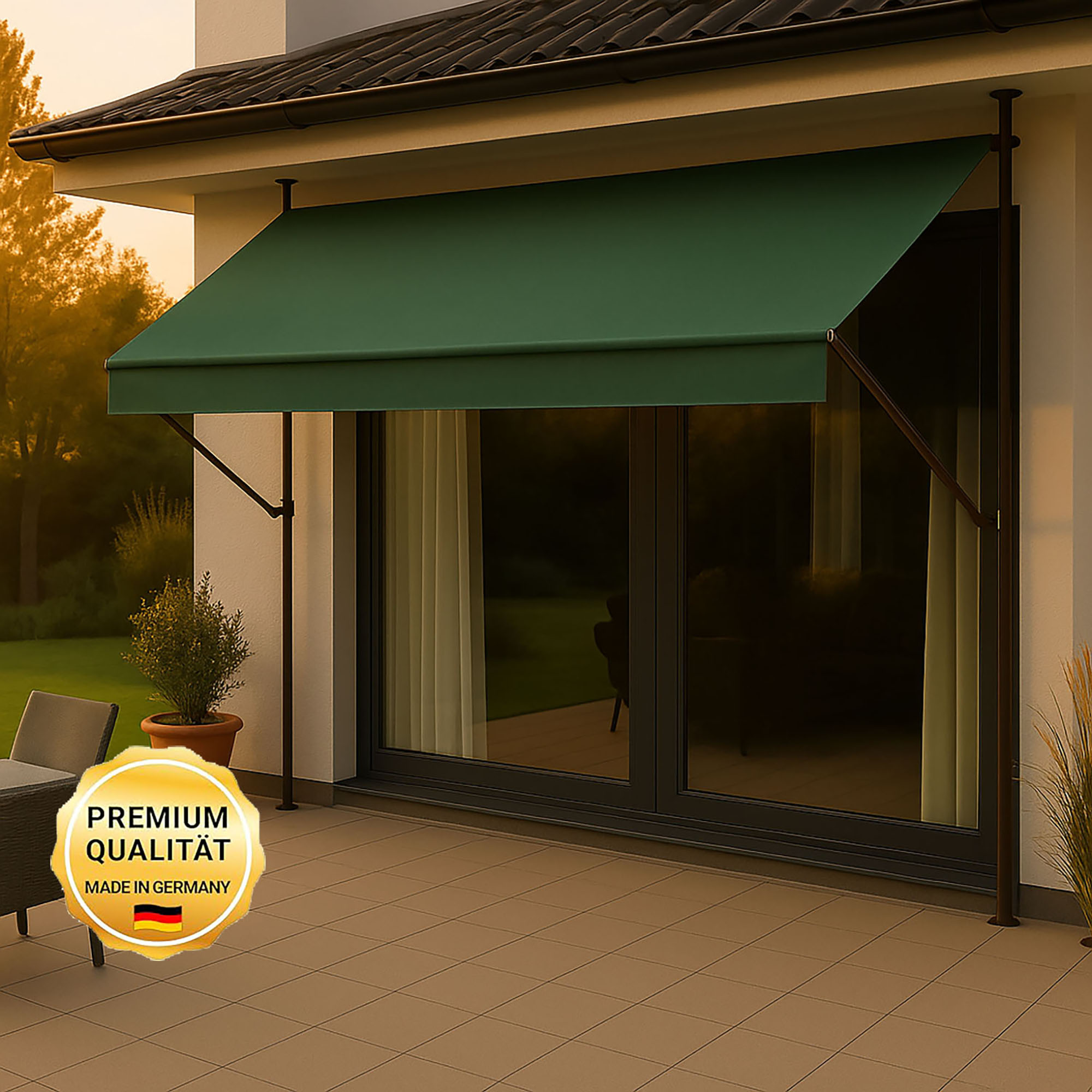 Klemmmarkise 'Style' mit Volant/wasserabweisend 350 x 150 cm