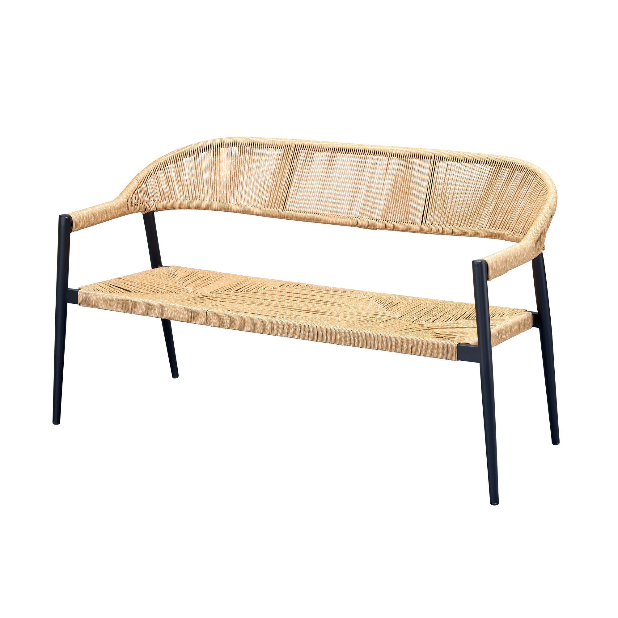 Dreisitzer-Bank Toni mit geflochtener Sitzfläche und Rückenlehne