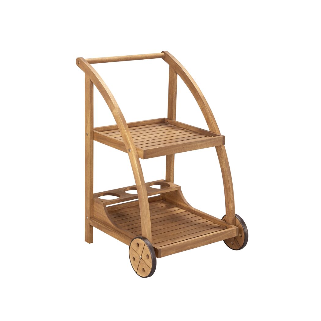 Servierwagen Maria aus Holz mit zwei Ablageflächen und Rollen