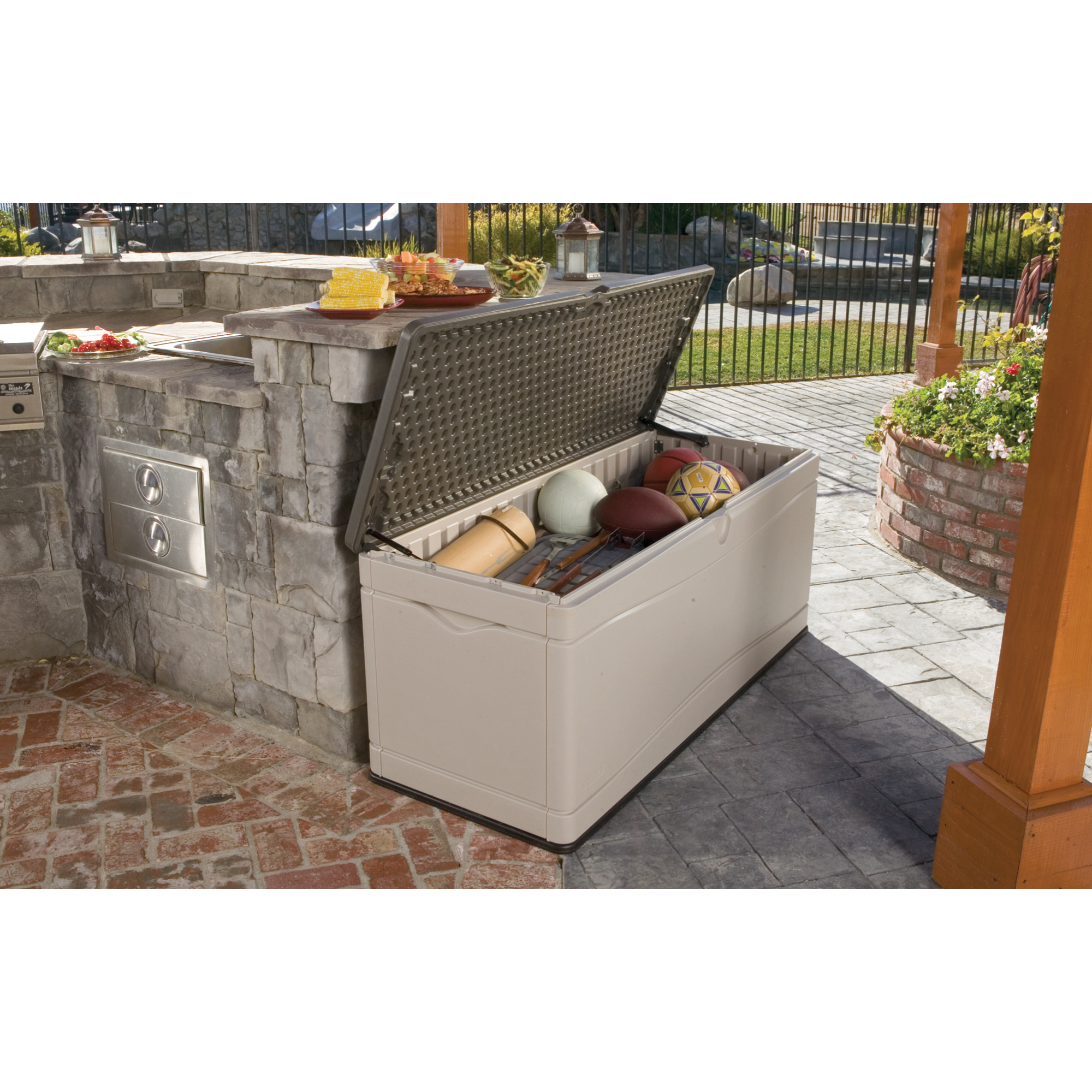 Kissenbox Polyethylen grau 152 x 67 x 61 cm