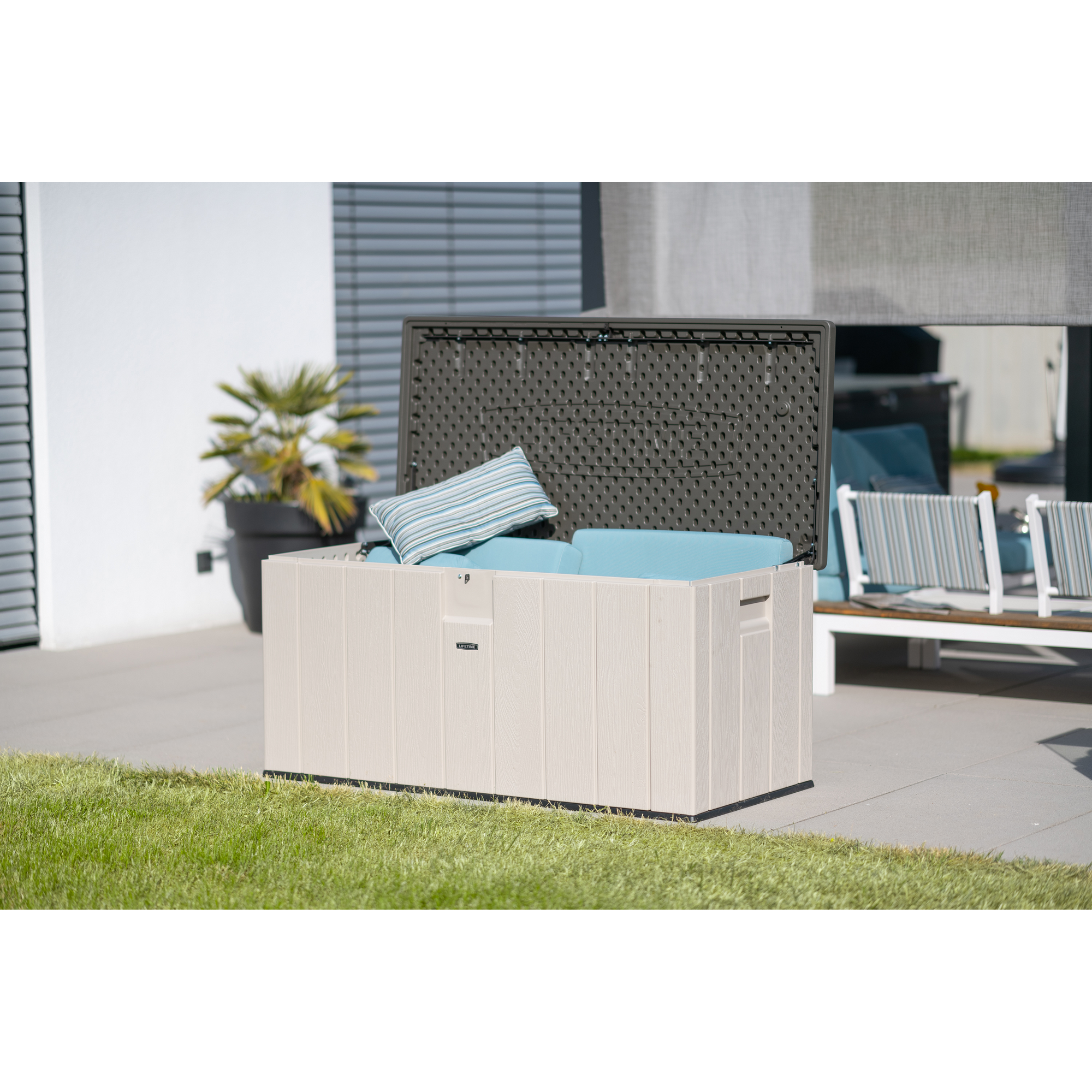 Kissenbox Polyethylen grau 151 x 70 x 72 cm