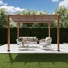 Pergola 'Florida 11 x 11' Aluminium Holzoptik mit Sonnensegel 350 x 350 x 235 cm