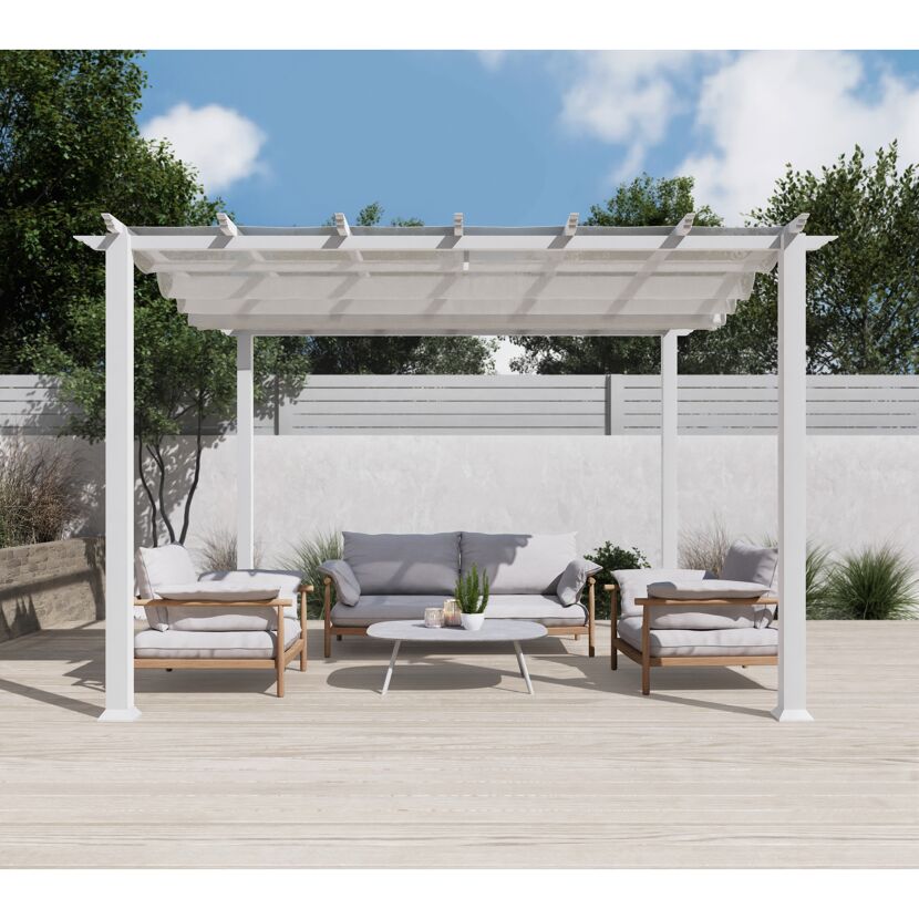 Weißer Pavillon Florida mit Gartenmöbeln