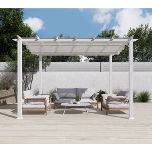 Pergola 'Florida 11 x 11' Aluminium weiß mit Sonnensegel 350 x 350 x 235 cm