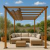 Pergola 'Florenz' Aluminium Holzoptik mit Sonnensegel 350 x 505 x 236 cm