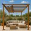 Pergola 'Florenz' Aluminium Holzoptik mit Sonnensegel 350 x 505 x 236 cm
