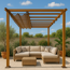 Pergola 'Florenz' Aluminium Holzoptik mit Sonnensegel 350 x 505 x 236 cm