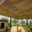 Pergola 'Florenz' Aluminium Holzoptik mit Sonnensegel 350 x 505 x 236 cm