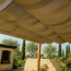 Pergola 'Florenz' Aluminium Holzoptik mit Sonnensegel 350 x 505 x 236 cm