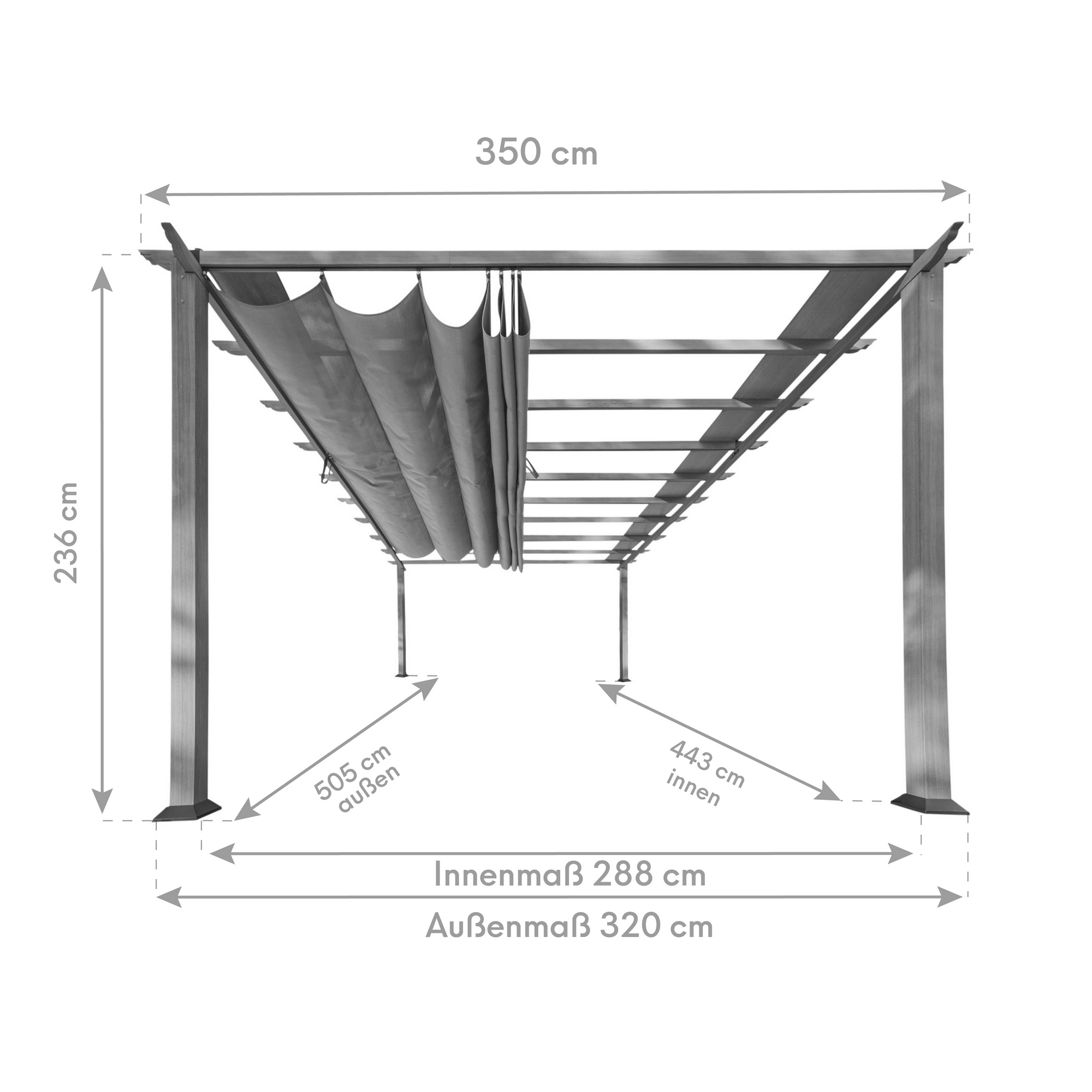 Pergola 'Florenz' weiß 350 x 505 x 236 cm + product picture