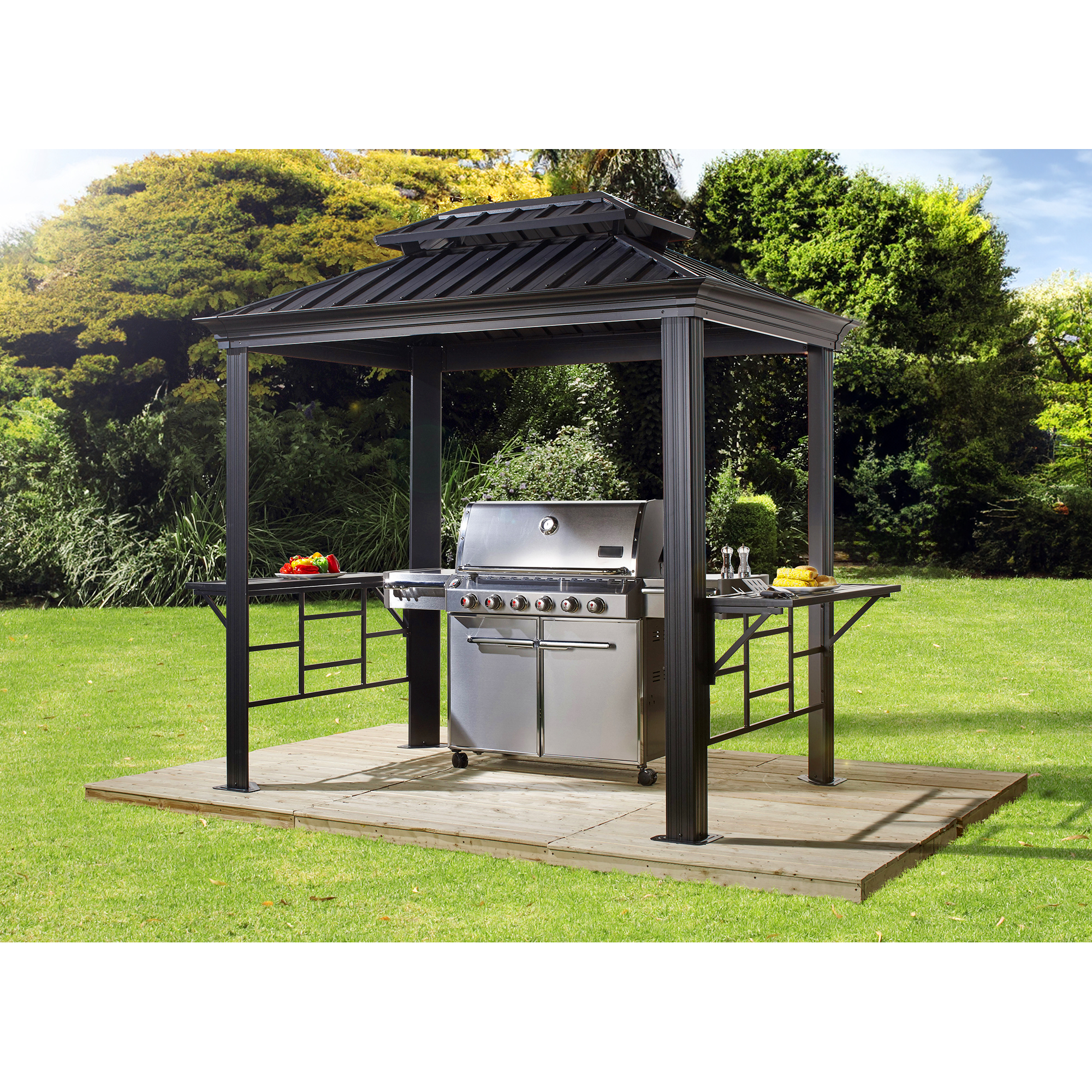 Grillpavillon 'Messina 68' anthrazit Aluminium 179 x 292 x 262 cm + product picture