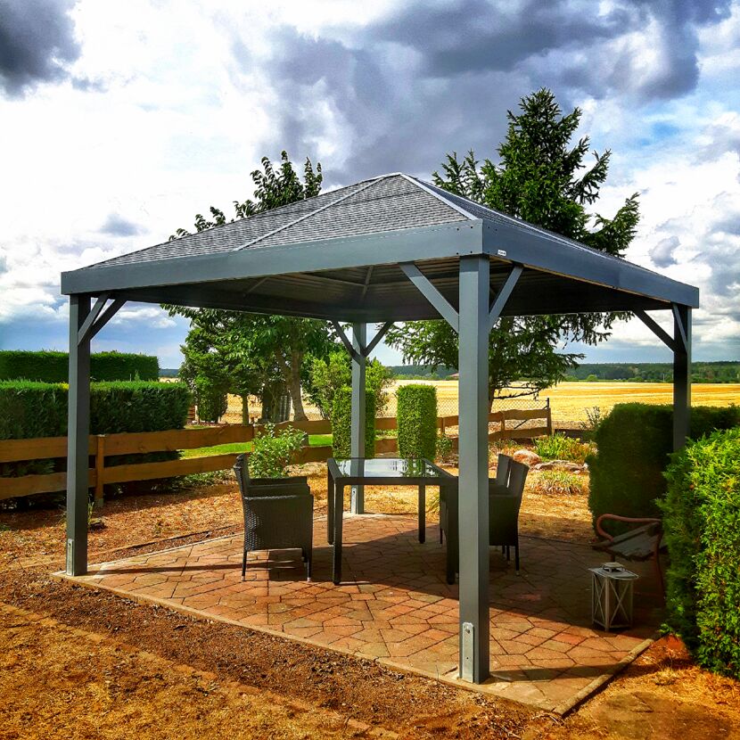 Pavillon 'South Beach 12 x 12' basaltgrau 363 x 363 x 310 cm