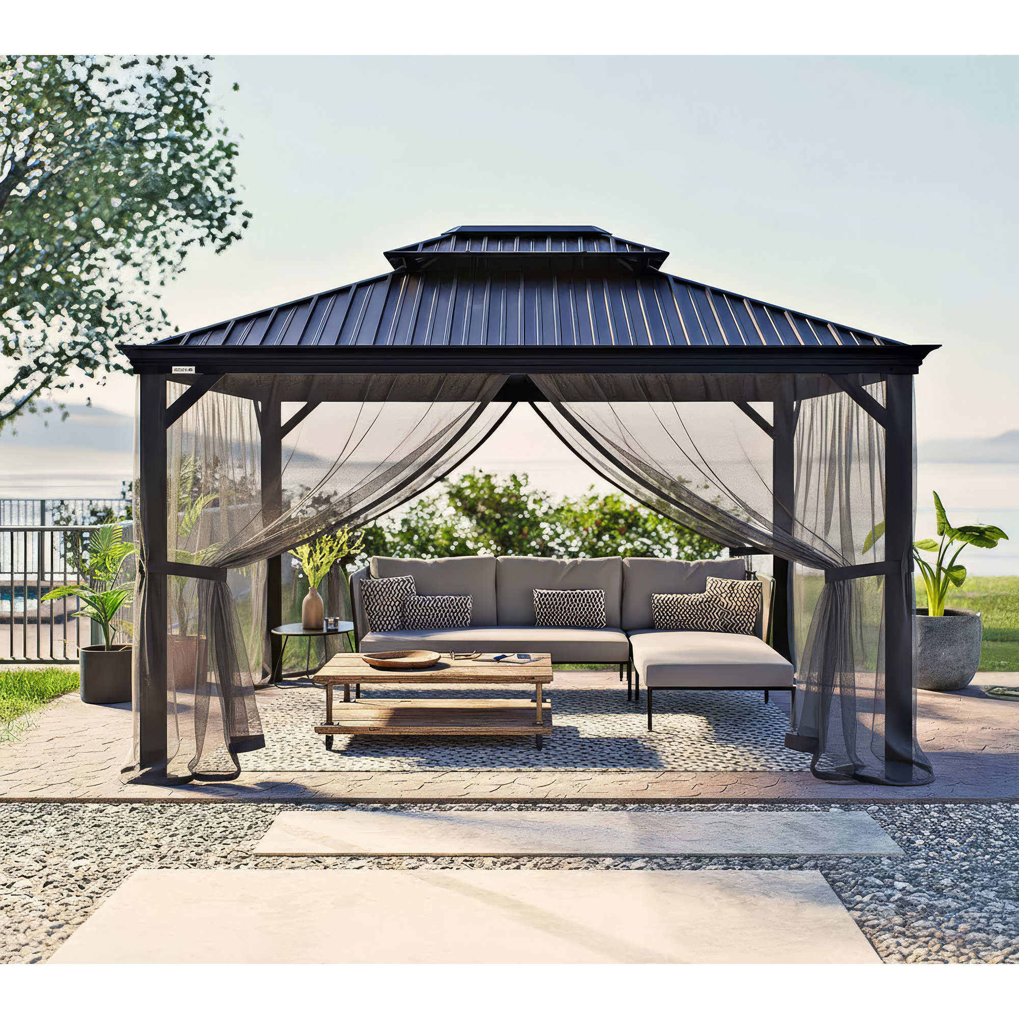 Pavillon 'Messina 10 x 12' anthrazit 298 x 363 x 291 cm
