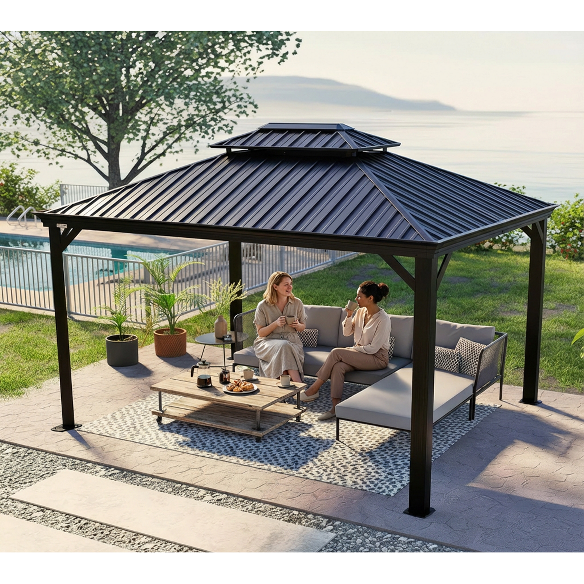 Pavillon 'Messina 10 x 12' anthrazit 298 x 363 x 291 cm