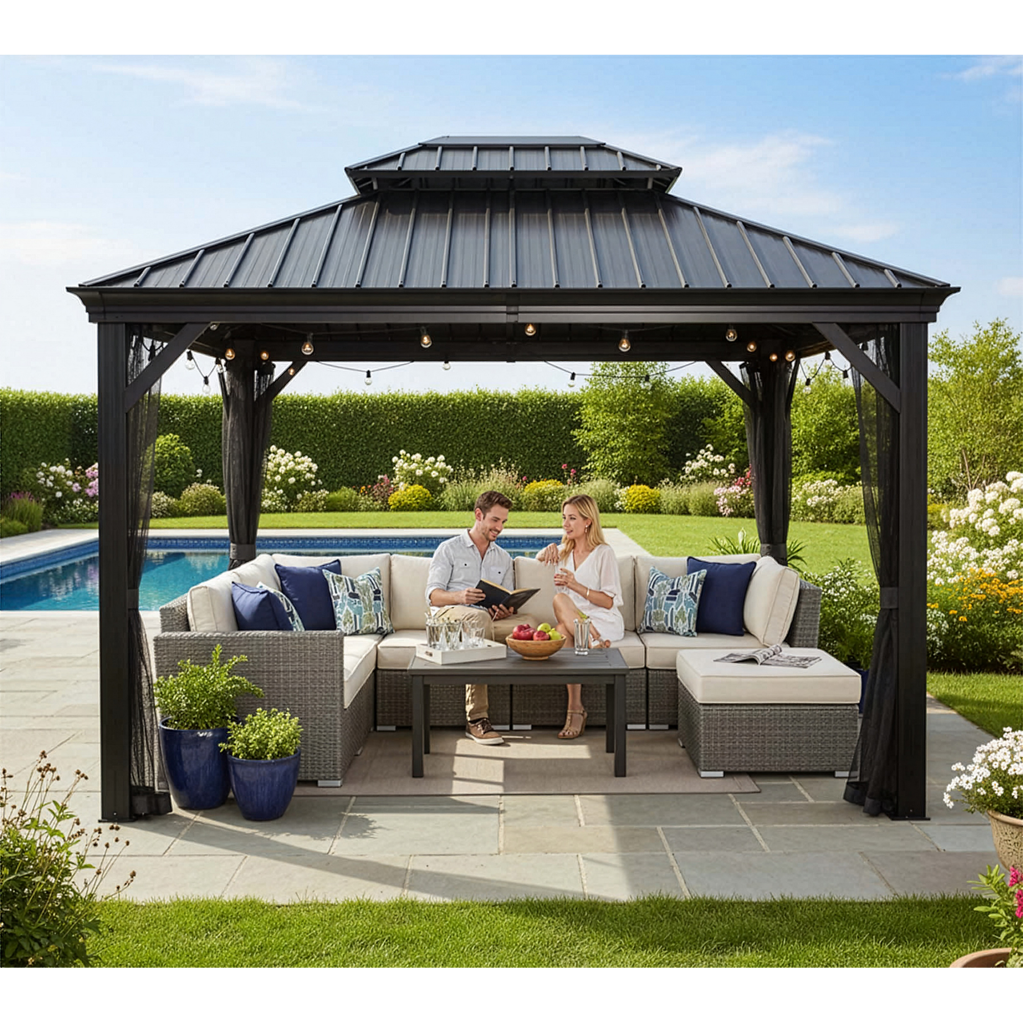 Pavillon 'Messina 10 x 12' anthrazit 298 x 363 x 291 cm
