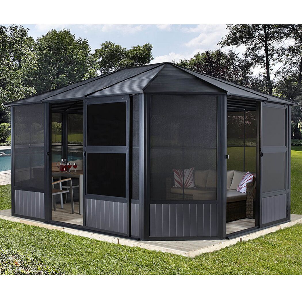 Pavillon 'Charleston 12 x 15' anthrazit 384 x 489 x 281 cm