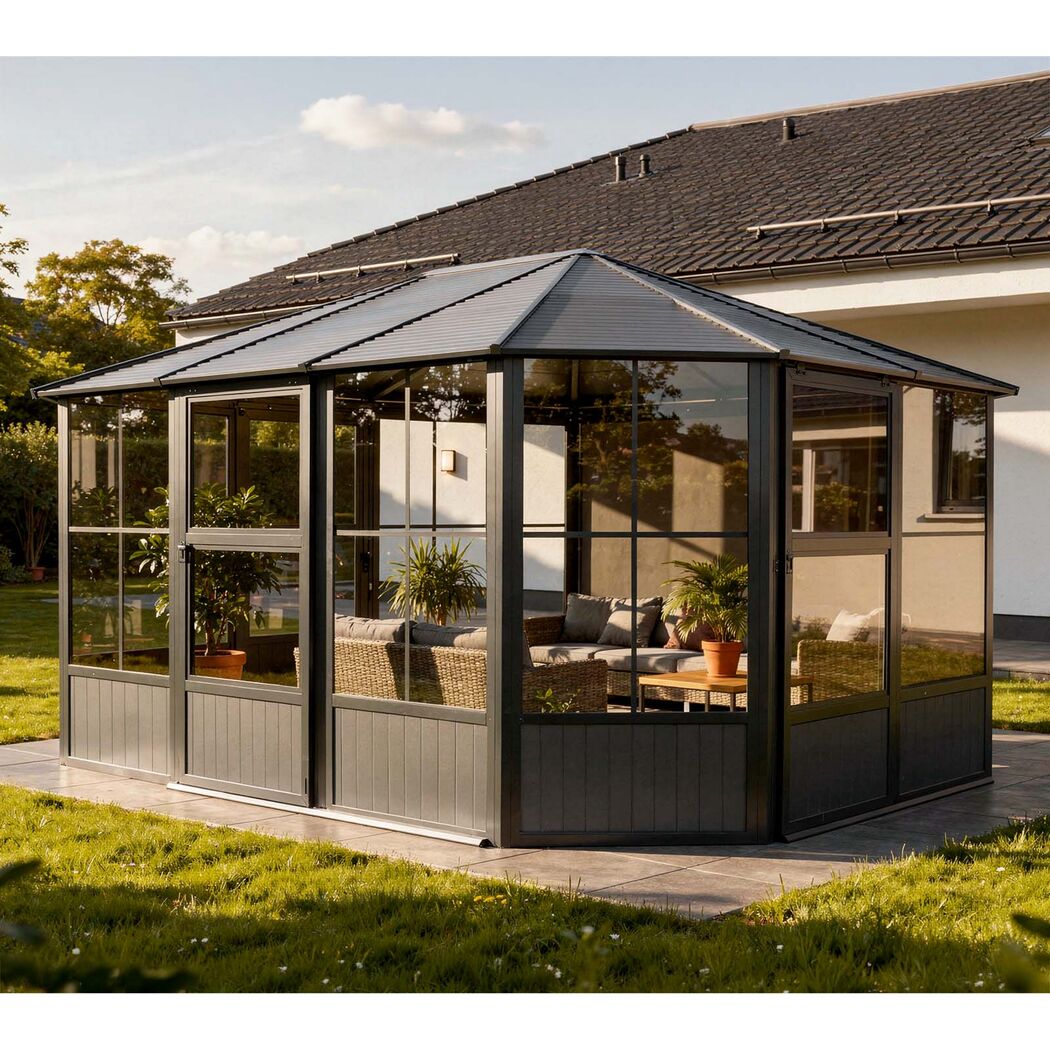 Pavillon 'Charleston 12 x 15' anthrazit 384 x 489 x 281 cm