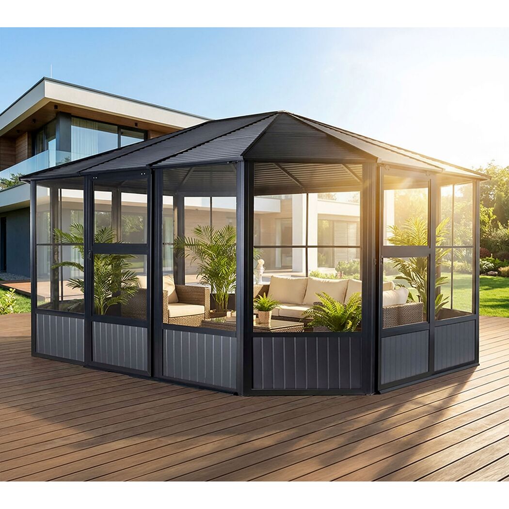 Pavillon 'Charleston 12 x 15' anthrazit 384 x 489 x 281 cm