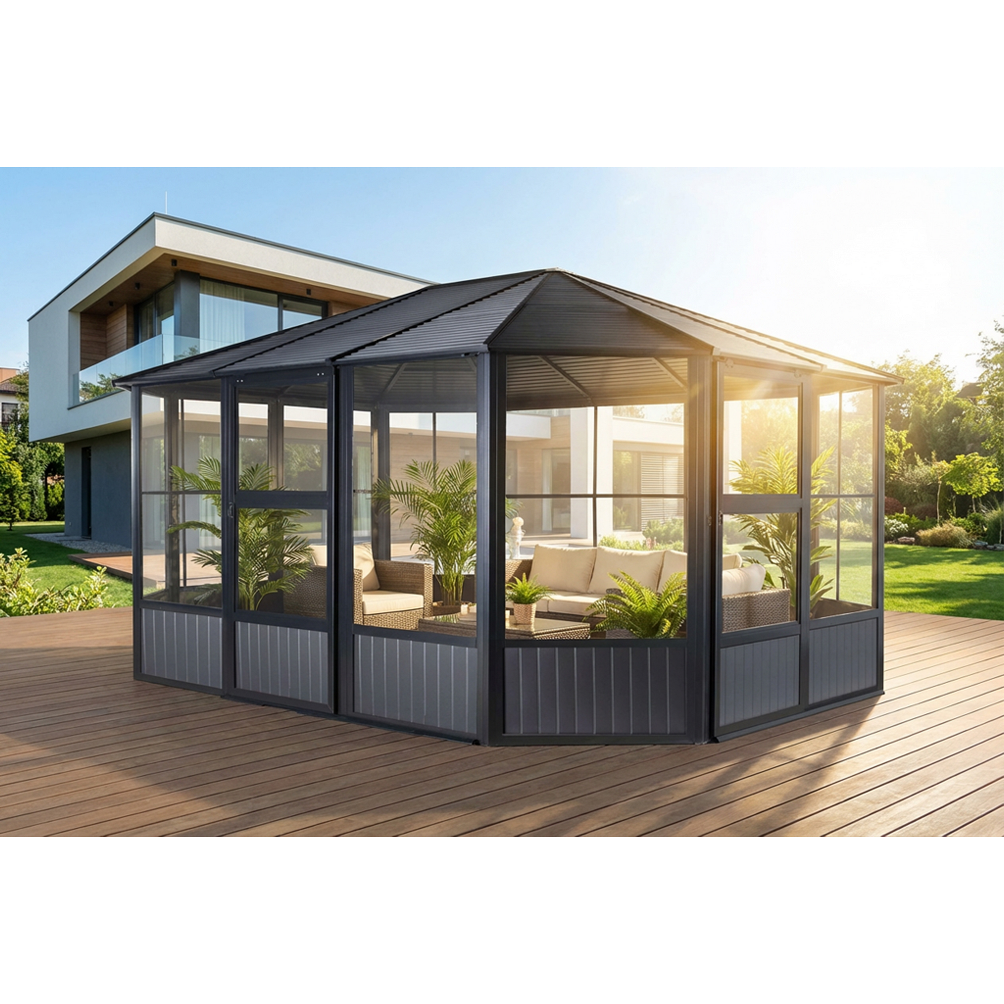 Pavillon 'Charleston 12 x 15' anthrazit 384 x 489 x 281 cm
