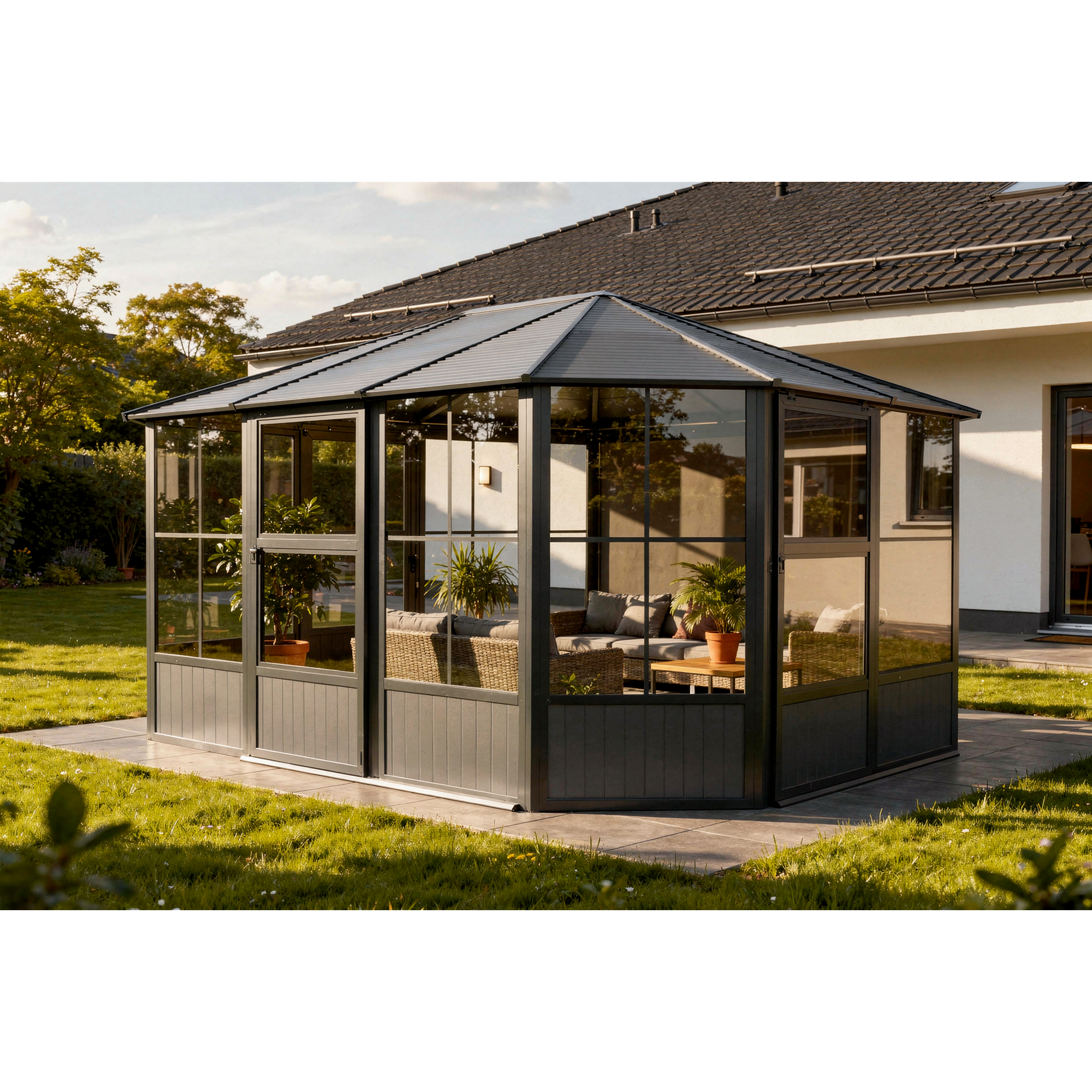 Pavillon 'Charleston 12 x 15' anthrazit 384 x 489 x 281 cm