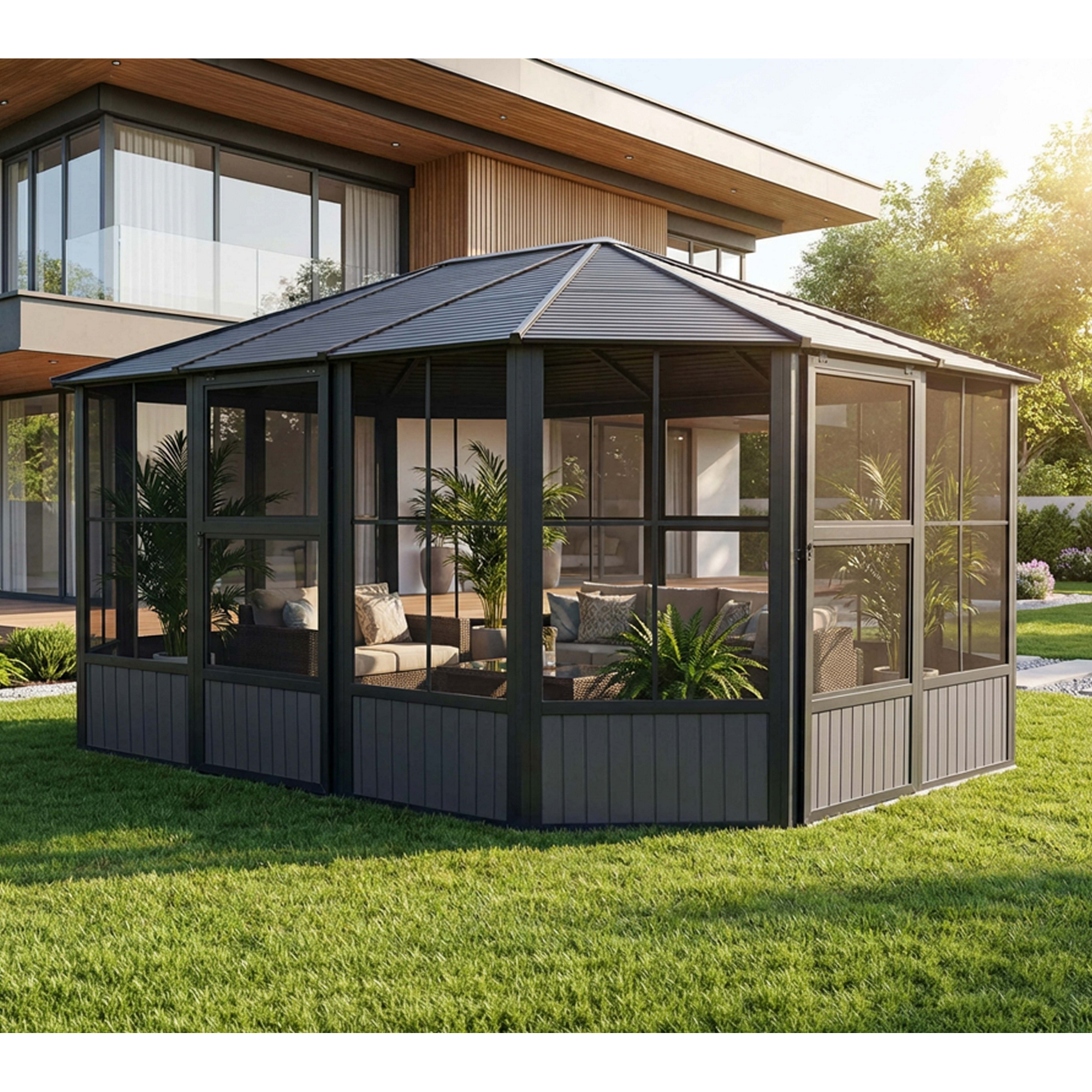 Pavillon 'Charleston 12 x 15' anthrazit 384 x 489 x 281 cm