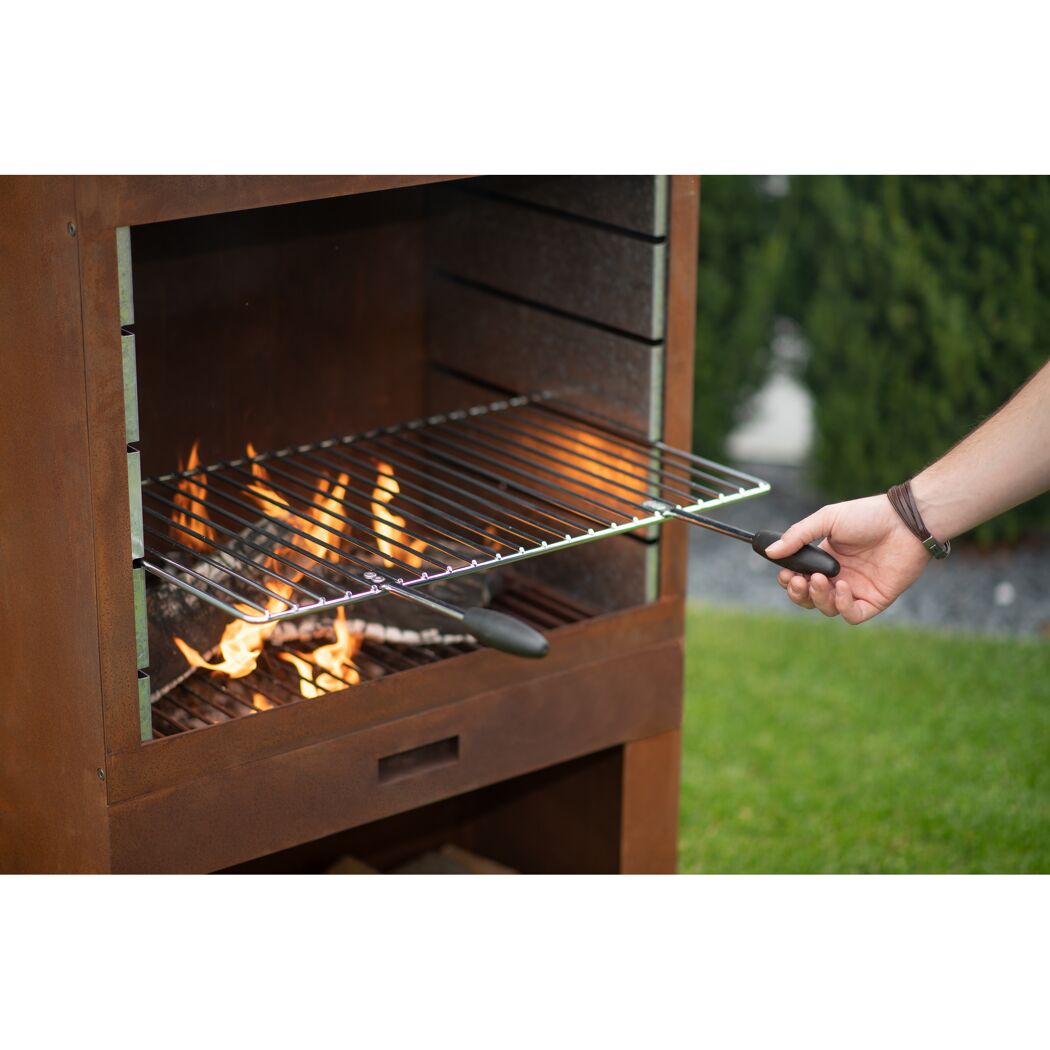 Grillkamin Stahl rostfarben 70 x 229 x 41 cm