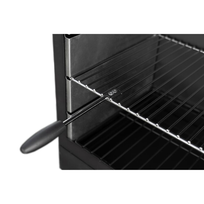 Grillrost und Griff eines schwarzen Grills