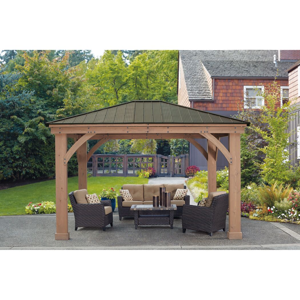 Holzpavillon Devon mit Gartenmöbeln