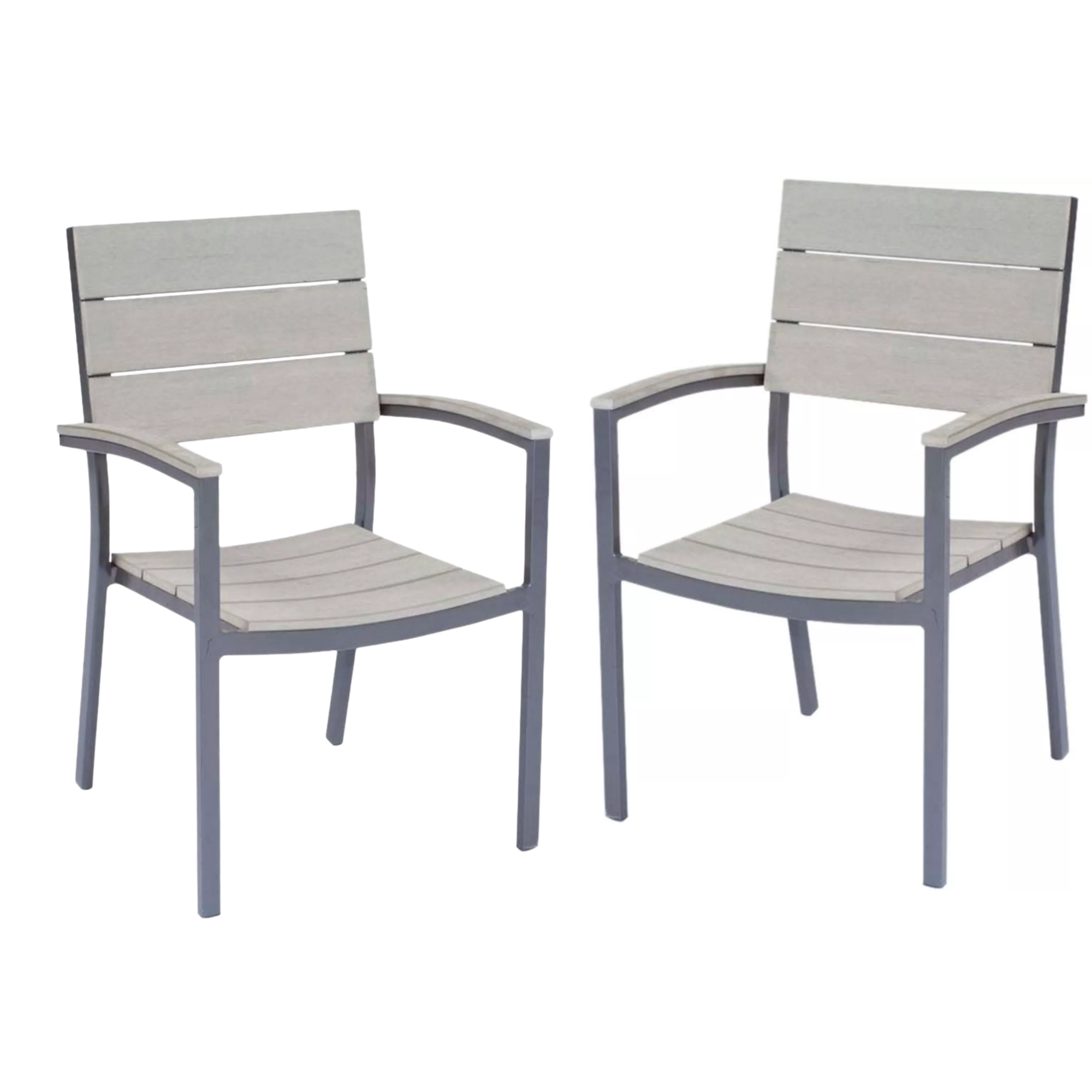 Gartenstuhlset 'Olivia' stapelbar Aluminium hellgrau/anthrazit 2 Stück