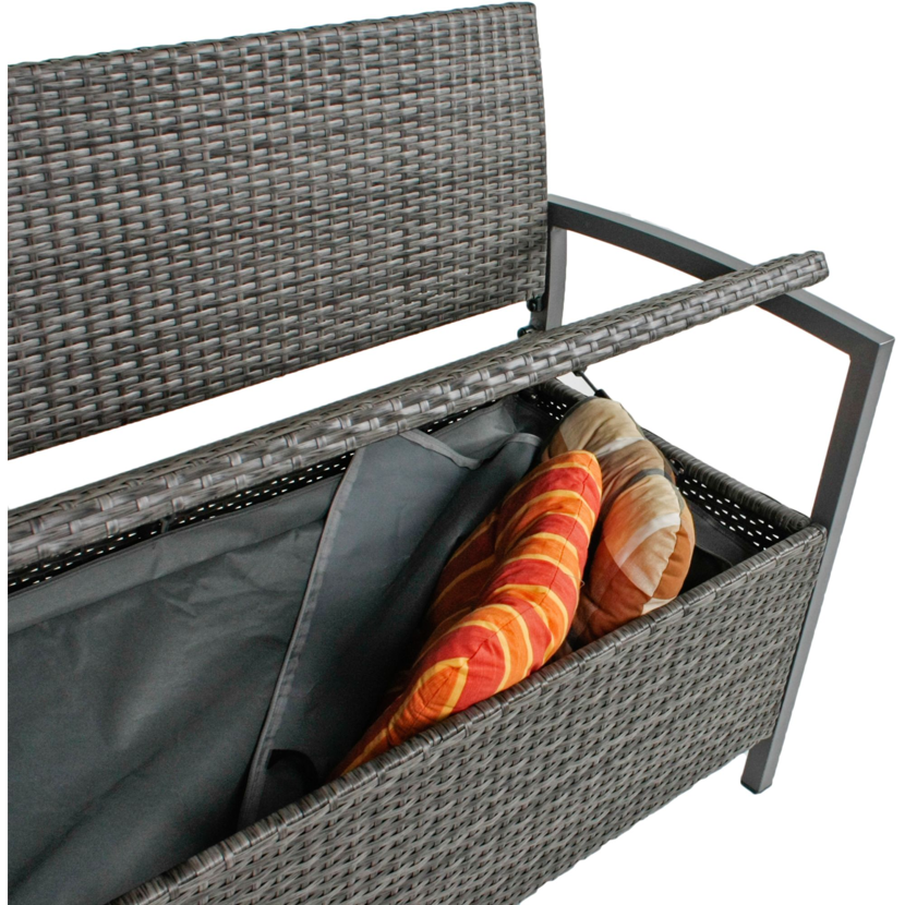 Gartenbank 'Ferrara' 2-Sitzer Aluminium schwarz/dunkelgrau 117 x 86 x 58 cm