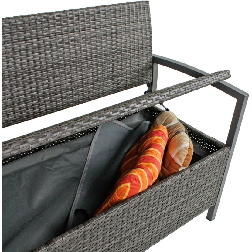 Gartenbank 'Ferrara' 2-Sitzer Aluminium schwarz/dunkelgrau 117 x 86 x 58 cm