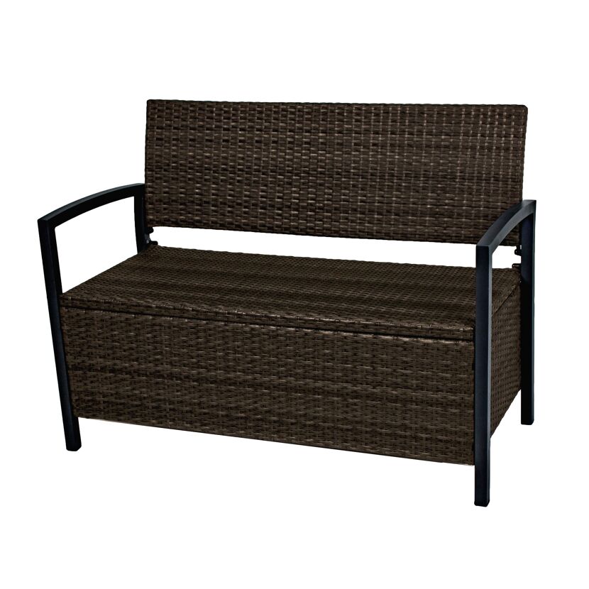 Gartenbank 'Ferrara' 2-Sitzer Aluminium dunkelbraun/schwarz 117 x 86 x 58 cm