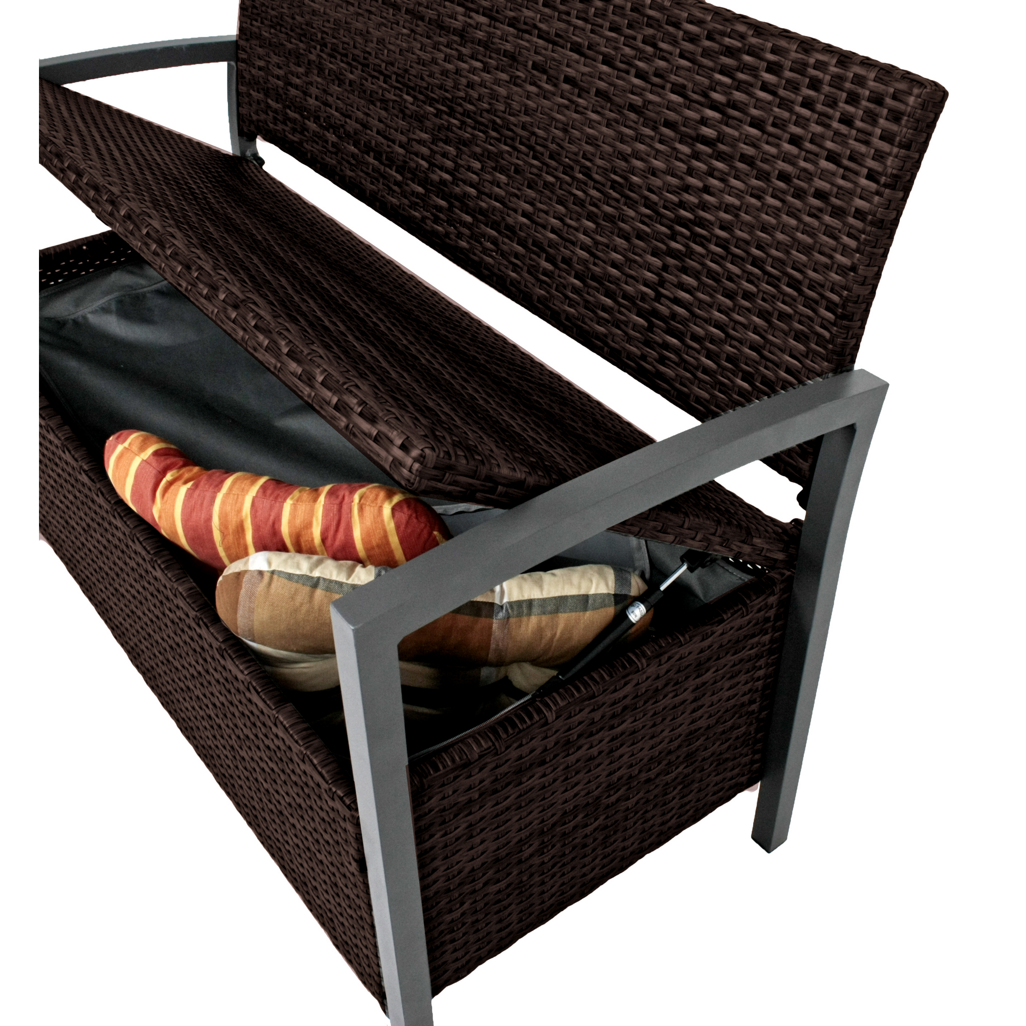 Gartenbank 'Ferrara' 2-Sitzer Aluminium dunkelbraun/schwarz 117 x 86 x 58 cm