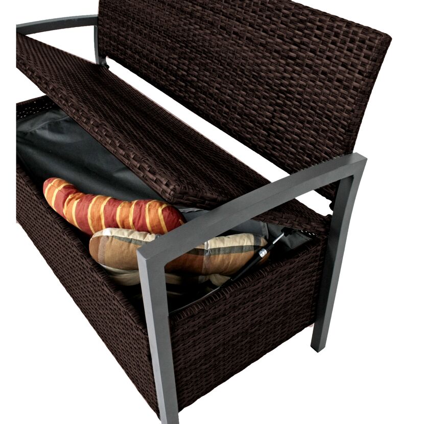 Gartenbank 'Ferrara' 2-Sitzer Aluminium dunkelbraun/schwarz 117 x 86 x 58 cm