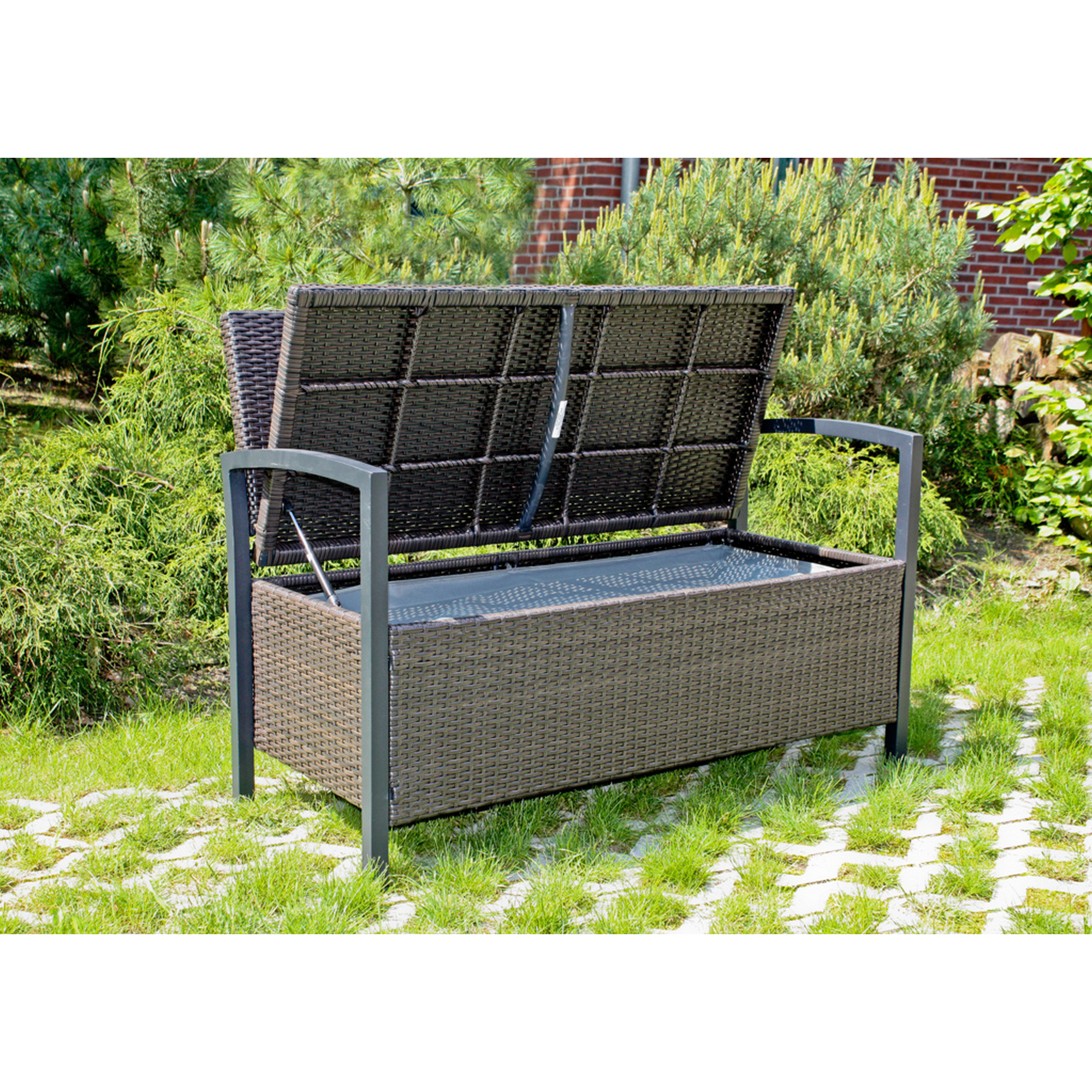 Gartenbank 'Ferrara' 2-Sitzer Aluminium dunkelbraun/schwarz 117 x 86 x 58 cm