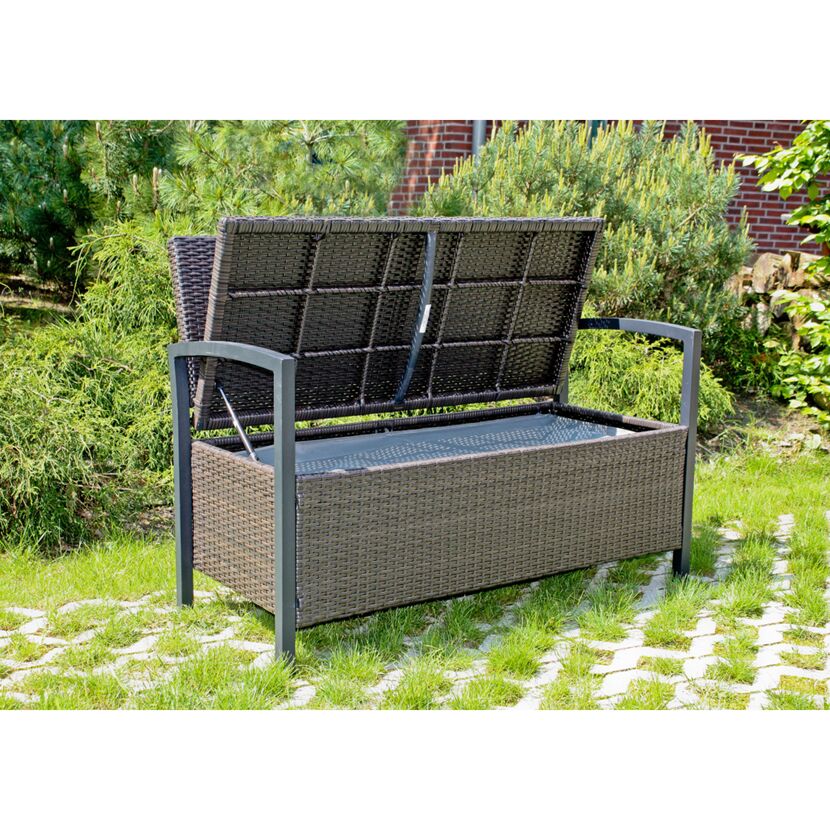 Gartenbank 'Ferrara' 2-Sitzer Aluminium dunkelbraun/schwarz 117 x 86 x 58 cm