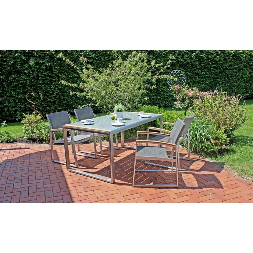 Gartentisch 'Ava' Aluminium/Glas 90 x 74 x 160 cm
