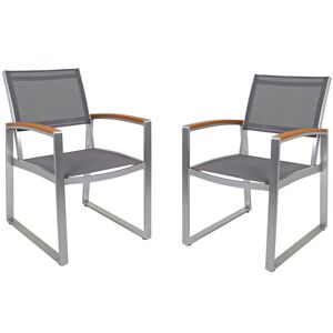 Gartenstuhlset 'Ava' stapelbar Aluminium grau/hellbraun 2 Stück