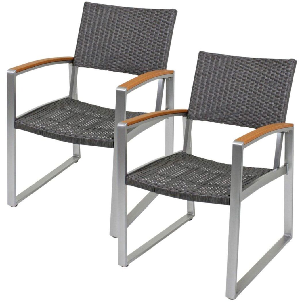 Gartenstuhlset 'Ava' stapelbar Aluminium grau/hellbraun 2 Stück