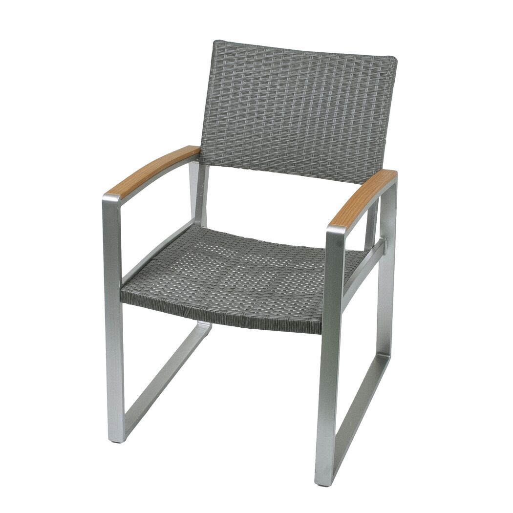 Gartenstuhlset 'Ava' stapelbar Aluminium grau/hellbraun 2 Stück