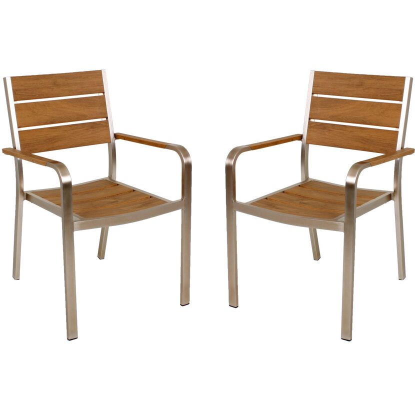 Gartenstuhlset 'Florence' stapelbar Aluminium braun 2 Stück