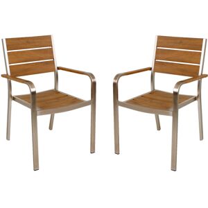 Gartenstuhlset 'Florence' stapelbar Aluminium braun 2 Stück