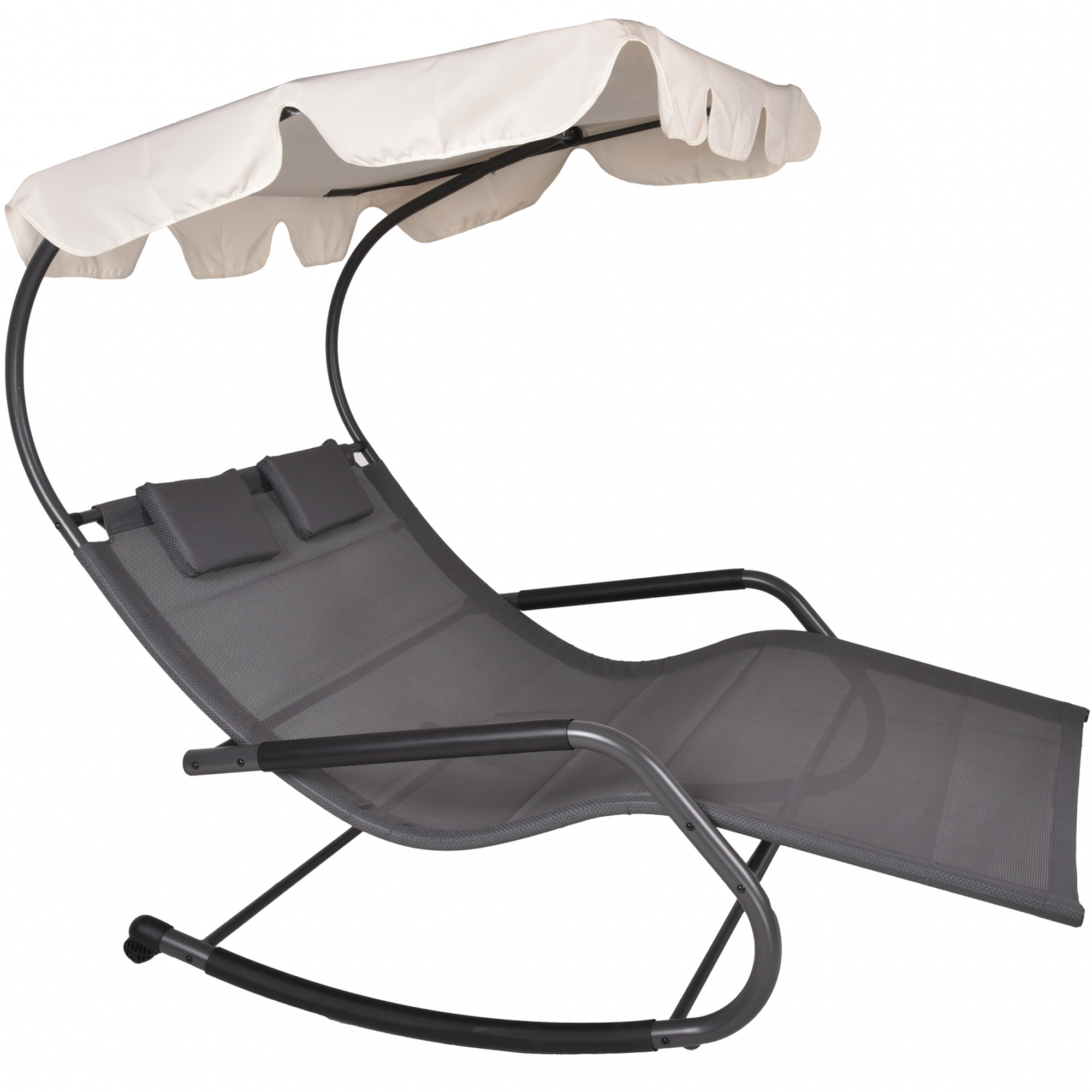 Schaukelliege 'Serifos' mit Sonnendach anthrazit/beige 138 x 160 x 200 cm