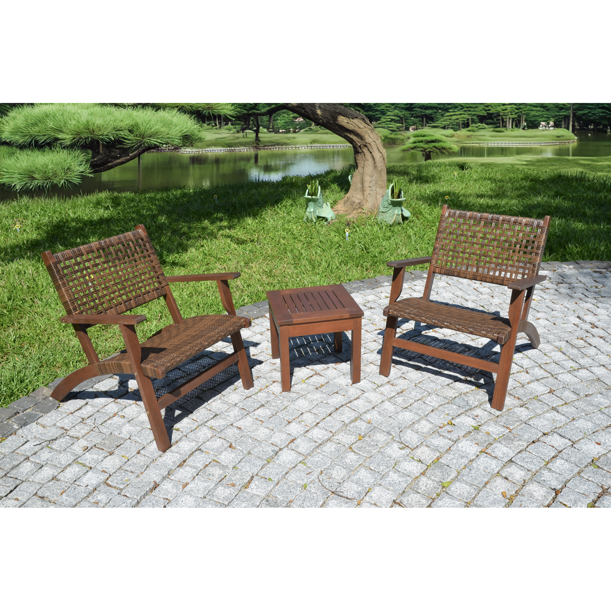 Balkonmöbelset 'Sonora' Eukalyptusholz braun 3-teilig