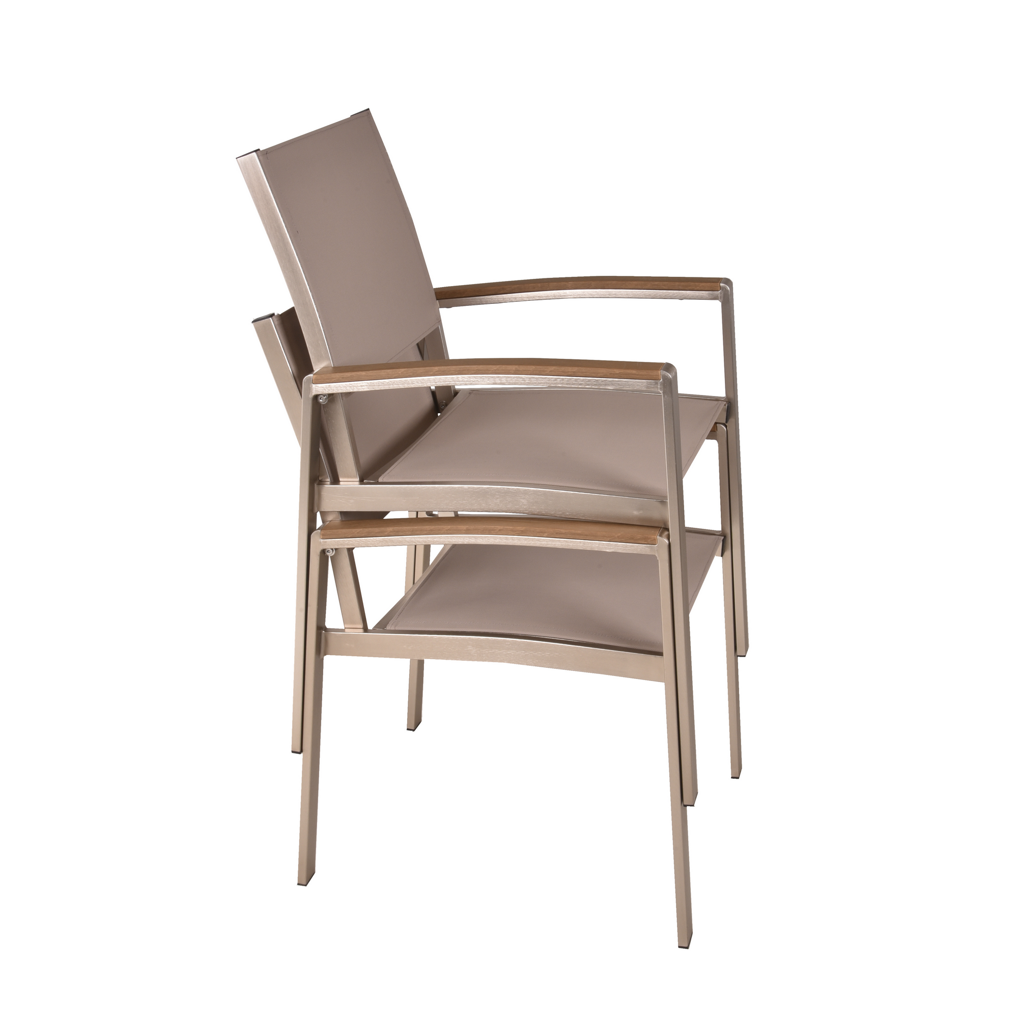 Gartenstuhlset 'Florence' stapelbar Aluminium silbern/champagner 2 Stück