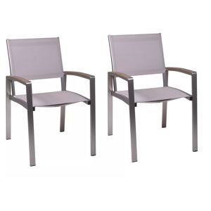 Gartenstuhlset 'Florence' stapelbar Aluminium silbern/champagner 2 Stück